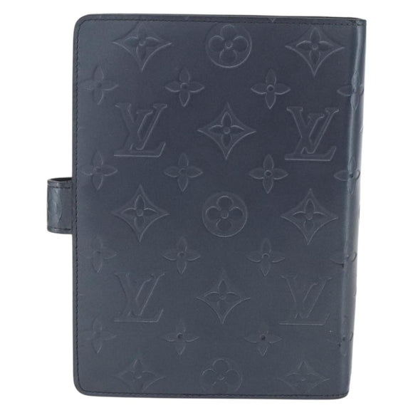 LOUIS VUITTON Monogram Mat Agenda MM Day Planner Cover Navy LV Auth 164300