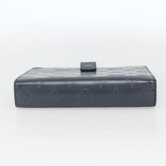 LOUIS VUITTON Monogram Mat Agenda MM Day Planner Cover Navy LV Auth 164300