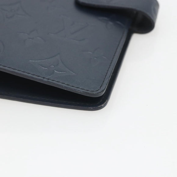 LOUIS VUITTON Monogram Mat Agenda MM Day Planner Cover Navy LV Auth 164300