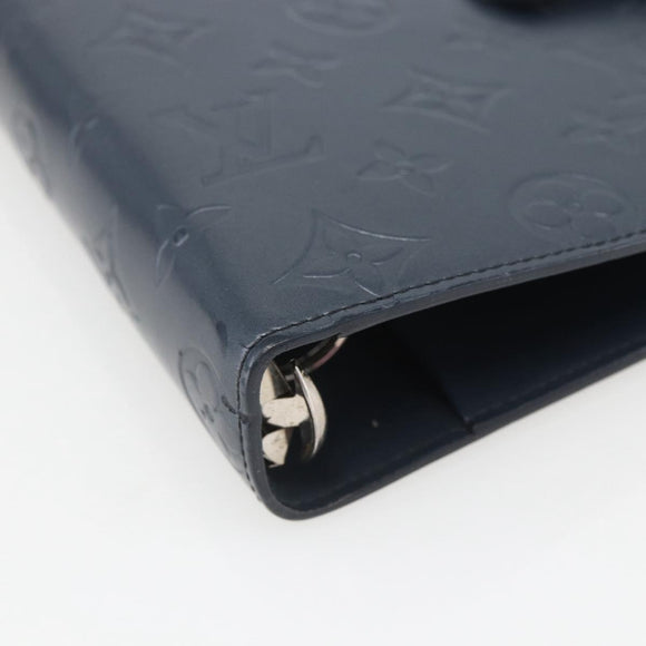 LOUIS VUITTON Monogram Mat Agenda MM Day Planner Cover Navy LV Auth 164300