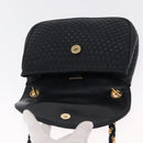 BALLY Chain Shoulder Bag Leather Navy Gold Auth 164306-10
