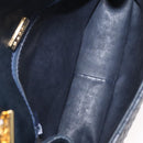BALLY Chain Shoulder Bag Leather Navy Gold Auth 164306-11