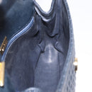 BALLY Chain Shoulder Bag Leather Navy Gold Auth 164306-19