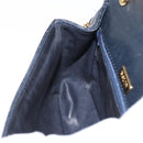 BALLY Chain Shoulder Bag Leather Navy Gold Auth 164306-20