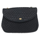 BALLY Chain Shoulder Bag Leather Navy Gold Auth 164306-13