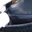 BALLY Chain Shoulder Bag Leather Navy Gold Auth 164306-21