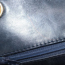BALLY Chain Shoulder Bag Leather Navy Gold Auth 164306-22