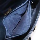 BALLY Chain Shoulder Bag Leather Navy Gold Auth 164306-23