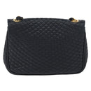BALLY Chain Shoulder Bag Leather Navy Gold Auth 164306-2
