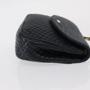 BALLY Chain Shoulder Bag Leather Navy Gold Auth 164306-3