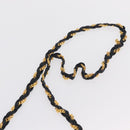 BALLY Chain Shoulder Bag Leather Navy Gold Auth 164306-8