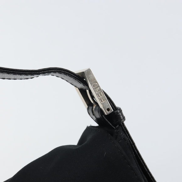 FENDI Mamma Baguette Shoulder Bag Nylon Black Silver Auth 164307