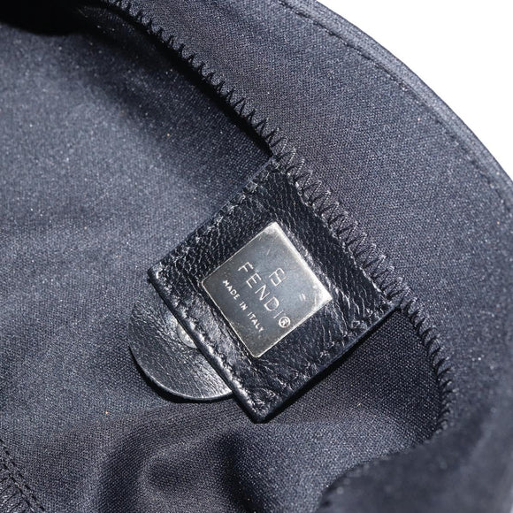 FENDI Mamma Baguette Shoulder Bag Nylon Black Silver Auth 164307