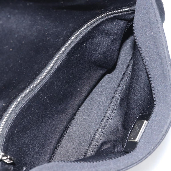 FENDI Mamma Baguette Shoulder Bag Nylon Black Silver Auth 164307