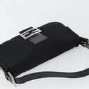 FENDI Mamma Baguette Shoulder Bag Nylon Black Silver Auth 164307-6
