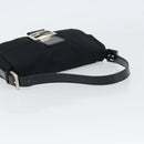 FENDI Mamma Baguette Shoulder Bag Nylon Black Silver Auth 164307-7