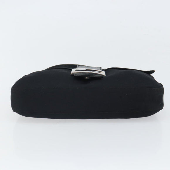 FENDI Mamma Baguette Shoulder Bag Nylon Black Silver Auth 164307