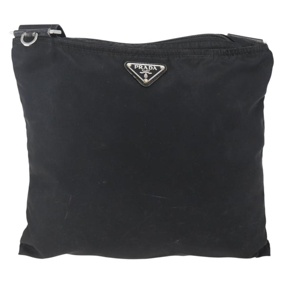 PRADA Shoulder Bag Nylon Black Silver Auth 164309