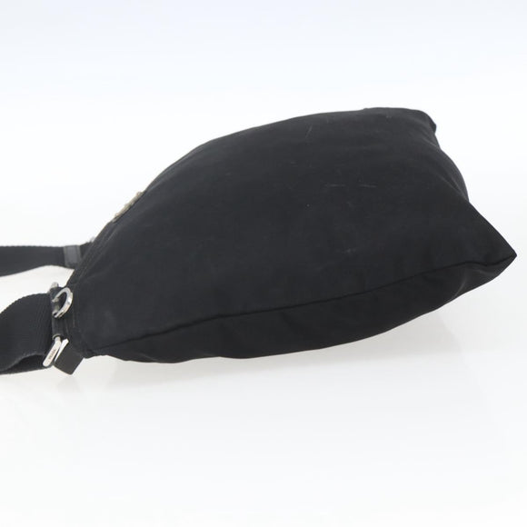 PRADA Shoulder Bag Nylon Black Silver Auth 164309
