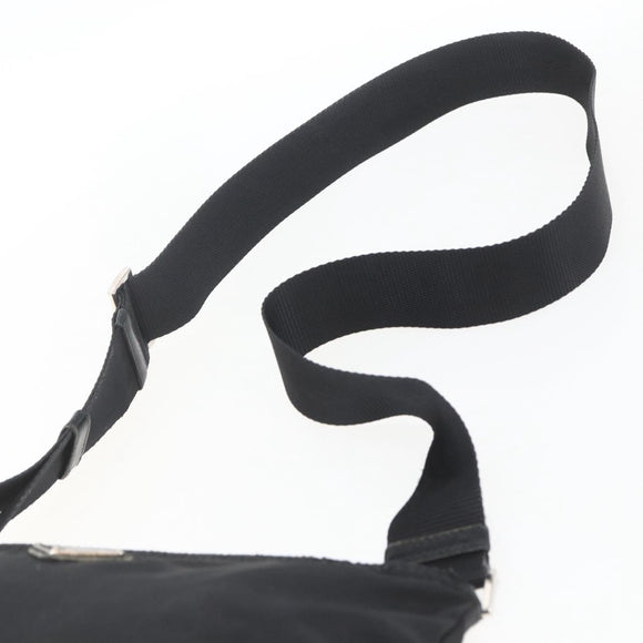 PRADA Shoulder Bag Nylon Black Silver Auth 164309