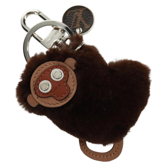 LOUIS VUITTON Bijoux Sac Porte Clé Monkey Charm Fur Brown MP1997 LV Auth 164311M