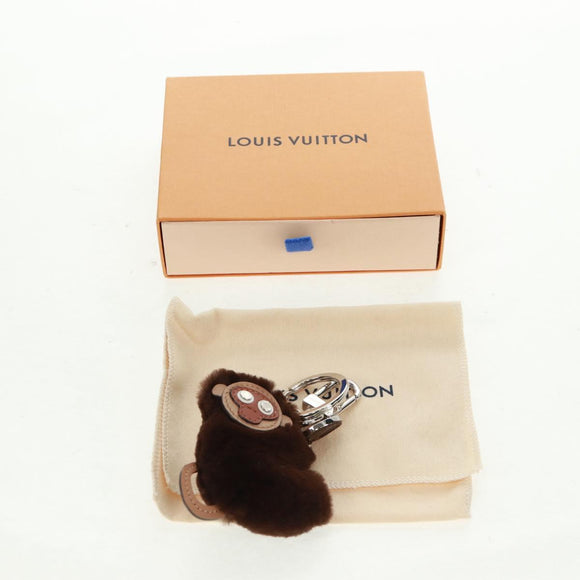 LOUIS VUITTON Bijoux Sac Porte Clé Monkey Charm Fur Brown MP1997 LV Auth 164311M