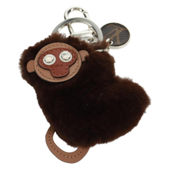 LOUIS VUITTON Bijoux Sac Porte Clé Monkey Charm Fur Brown MP1997 LV Auth 164311M