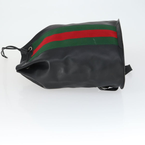 GUCCI Web Sherry Line Backpack Leather Black Red Green 003 2113 0042 Auth 164313