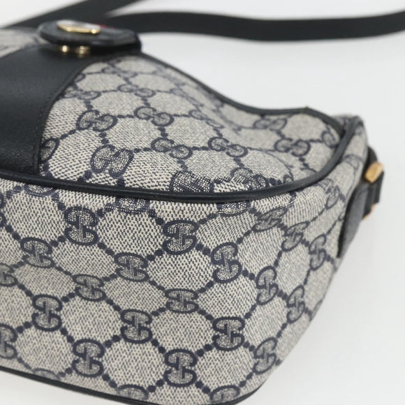 GUCCI GG Supreme Sherry Line Shoulder Bag PVC Navy Gold 89 02 032 Auth 164318