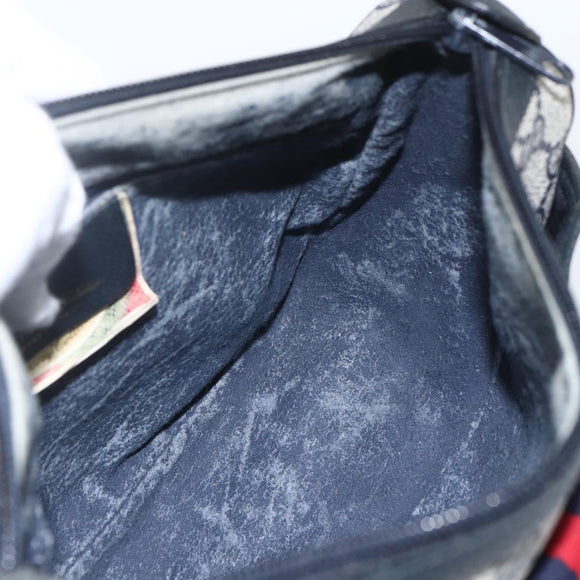 GUCCI GG Supreme Sherry Line Shoulder Bag PVC Navy Gold 89 02 032 Auth 164318