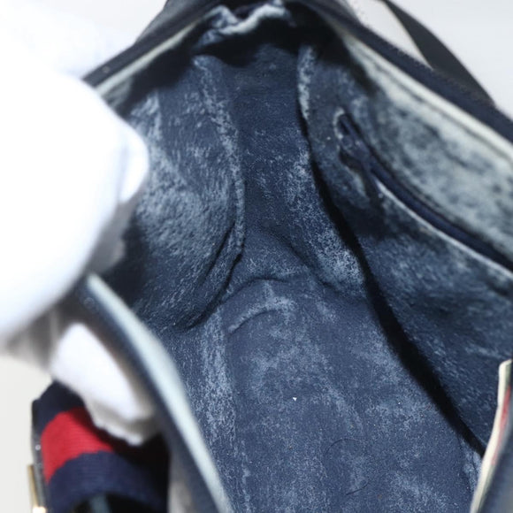 GUCCI GG Supreme Sherry Line Shoulder Bag PVC Navy Gold 89 02 032 Auth 164318