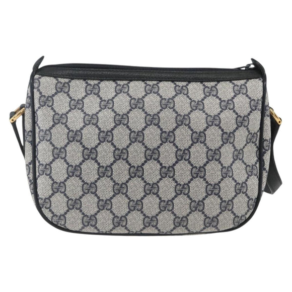 GUCCI GG Supreme Sherry Line Shoulder Bag PVC Navy Gold 89 02 032 Auth 164318