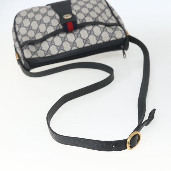 GUCCI GG Supreme Sherry Line Shoulder Bag PVC Navy Gold 89 02 032 Auth 164318