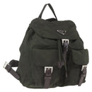 PRADA Backpack Nylon Khaki Silver Auth 164325-1
