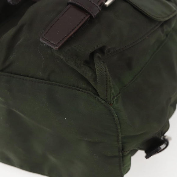 PRADA Backpack Nylon Khaki Silver Auth 164325