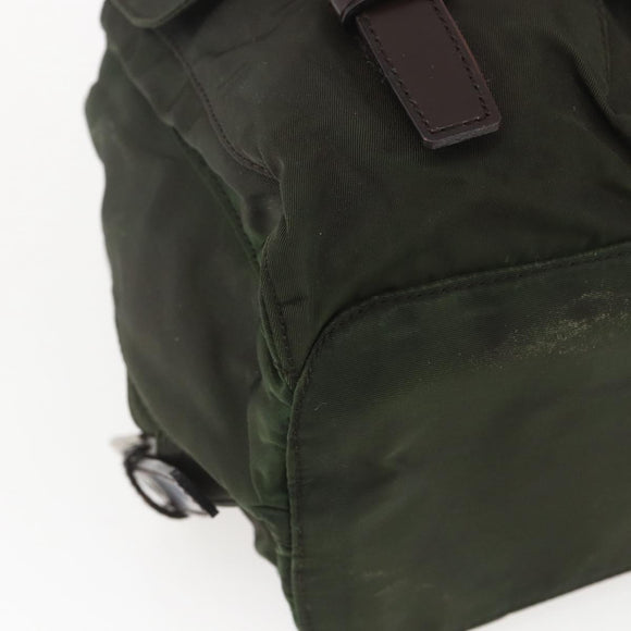 PRADA Backpack Nylon Khaki Silver Auth 164325