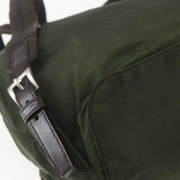 PRADA Backpack Nylon Khaki Silver Auth 164325