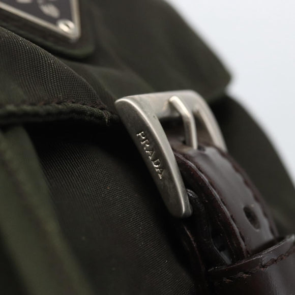 PRADA Backpack Nylon Khaki Silver Auth 164325