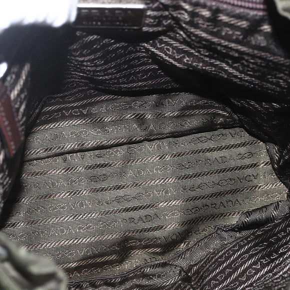 PRADA Backpack Nylon Khaki Silver Auth 164325