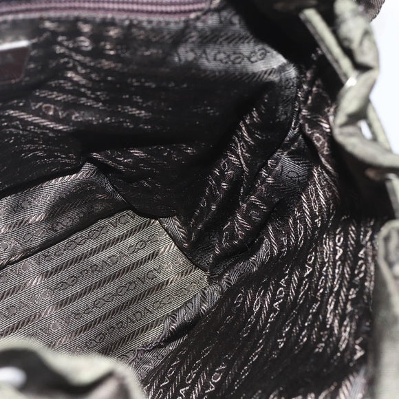 PRADA Backpack Nylon Khaki Silver Auth 164325