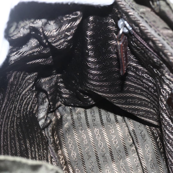 PRADA Backpack Nylon Khaki Silver Auth 164325