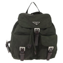 PRADA Backpack Nylon Khaki Silver Auth 164325-13