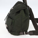 PRADA Backpack Nylon Khaki Silver Auth 164325-5
