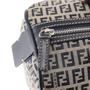FENDI Zucchino Canvas Boston Bag Navy Silver Auth 164326A-9