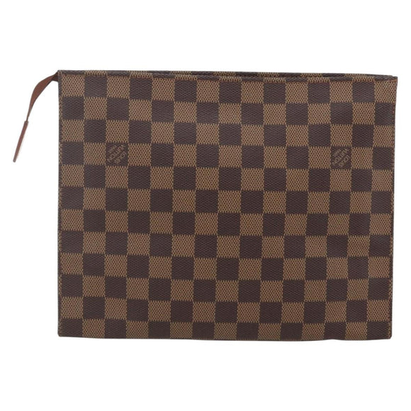 LOUIS VUITTON Damier Ebene Poche Toilette 26 Pouch N47543 LV Auth 164337