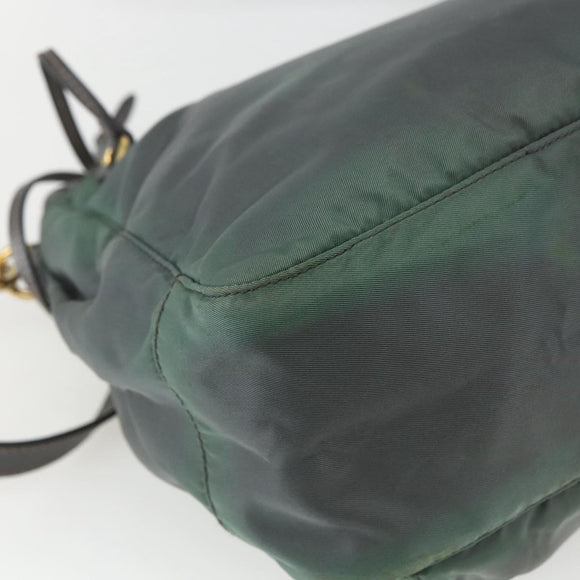 PRADA Shoulder Bag Nylon Green Gold Auth 164339