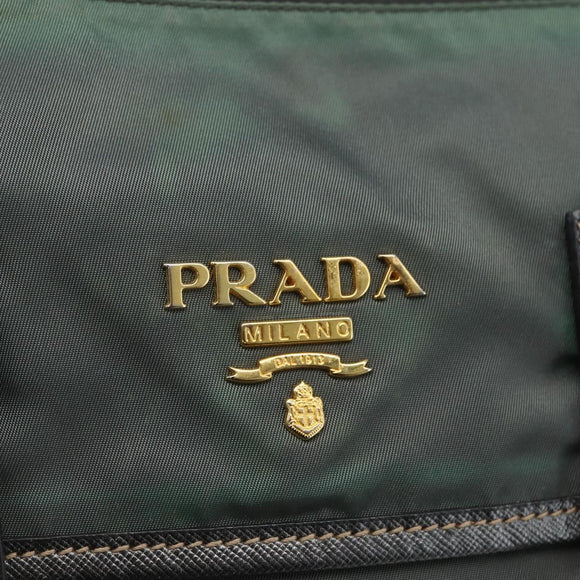 PRADA Shoulder Bag Nylon Green Gold Auth 164339