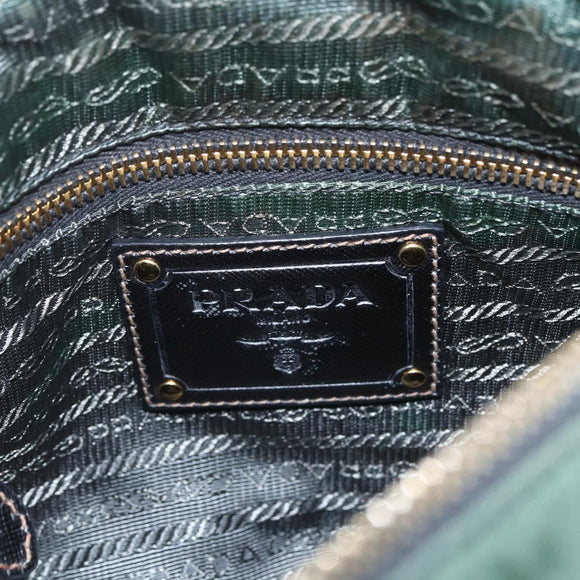 PRADA Shoulder Bag Nylon Green Gold Auth 164339