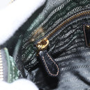 PRADA Shoulder Bag Nylon Green Gold Auth 164339-21