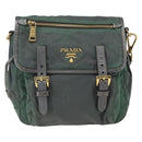 PRADA Shoulder Bag Nylon Green Gold Auth 164339-13